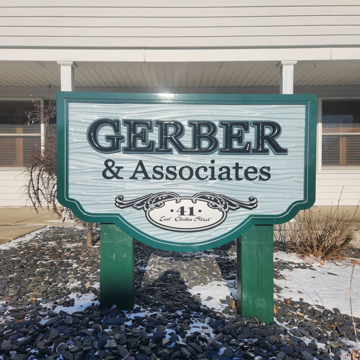 Carved monument sign in workshop